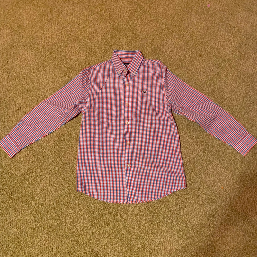 Boys Vineyard Vines Whale Button Down Shirt Size Small 8-10